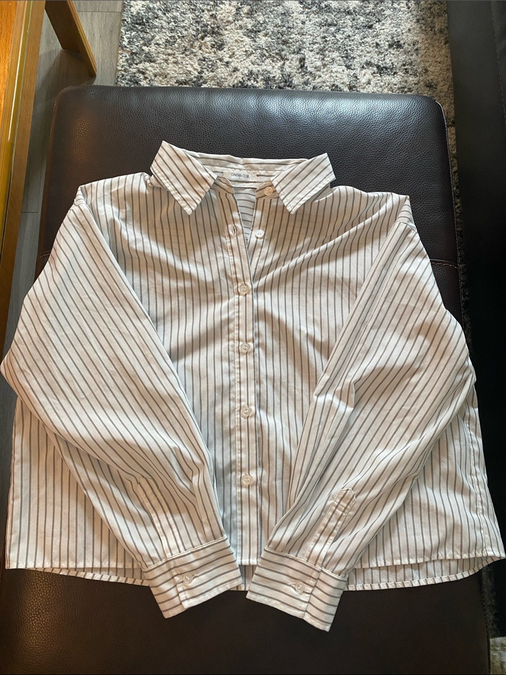 Striped Button-Down Cotton Shirt - White with Black Stripes